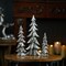 Melrose Tiered Pine Christmas Tree Decorations - 13.5" - Silver and Black - Set of 3